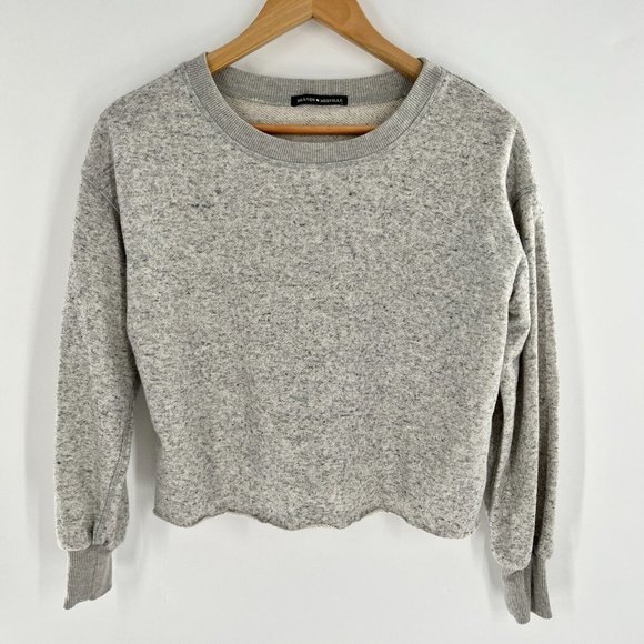 Brandy Melville Tops - Brandy Melville Women's One Size Linen Blend Gray Cropped Sweatshirt Long Sleeve